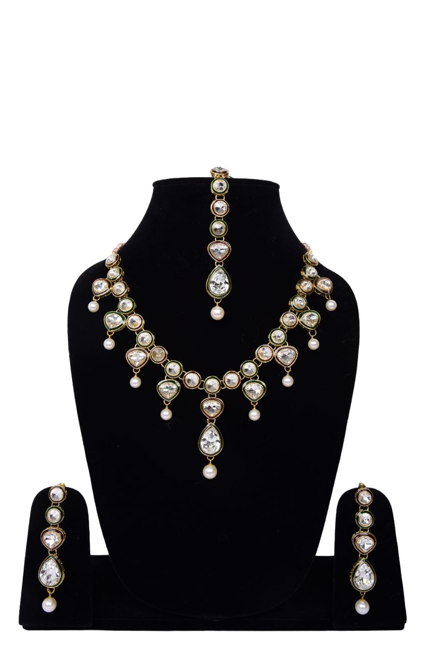 Namokriti Royal Kundan Necklace Set with Pearl Drops – Traditional Elegance Redefined